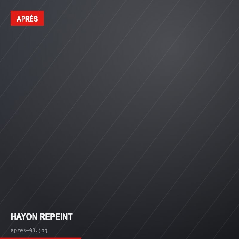 Hayon repeint — après réparation