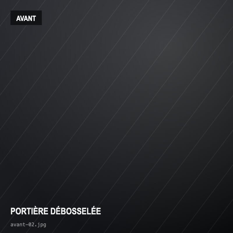 Portière débosselée — avant réparation